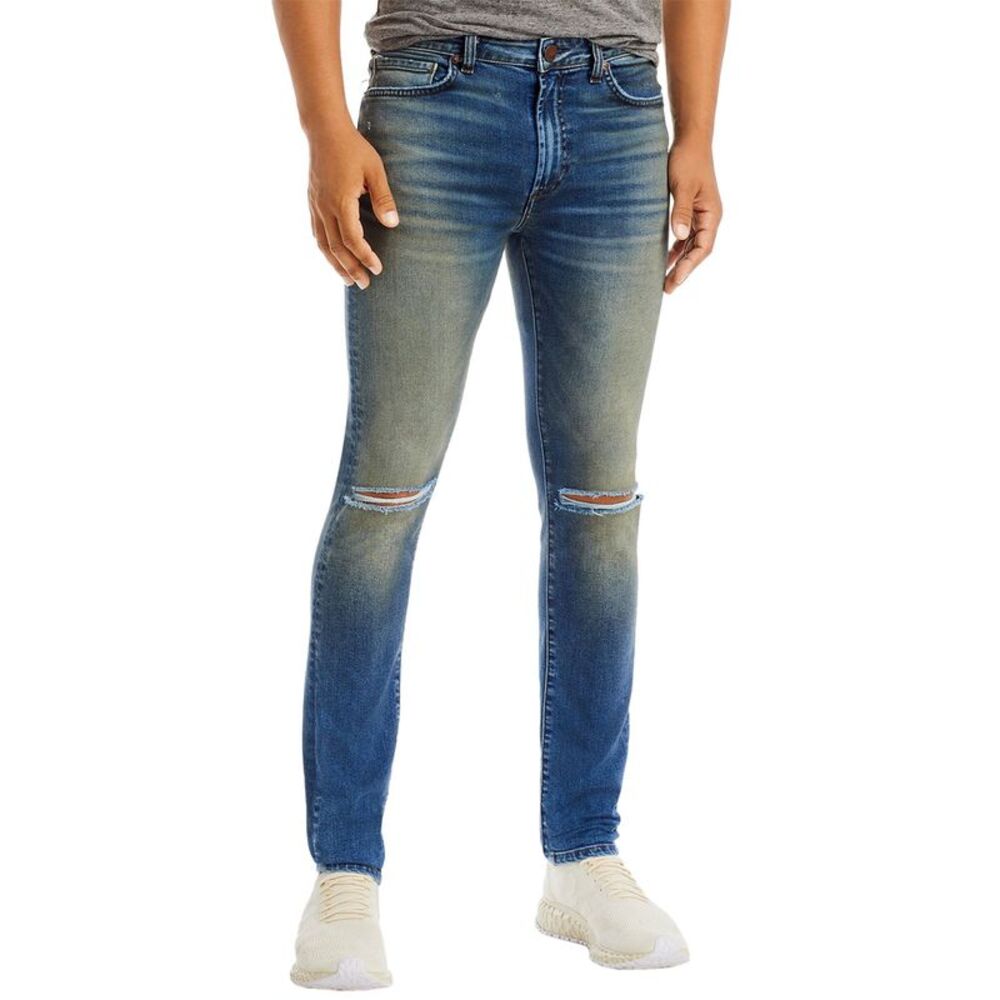 Monfrere Mens Greyson Distressed Skinny Fit Jeans 28 Dark Vintage - NWT $285